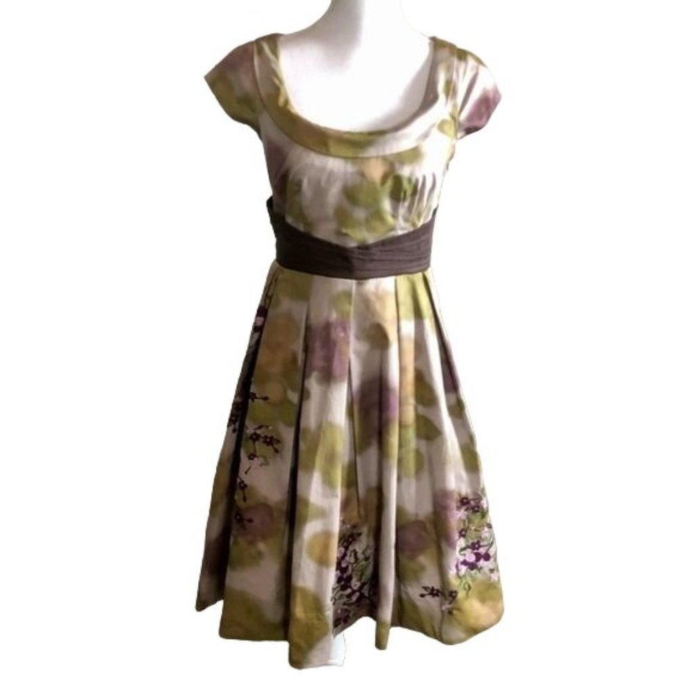 Anthropologie Floreat Travessia Dress Womens 4 Used Tulle Skirt Purple Green - Picture 3 of 15